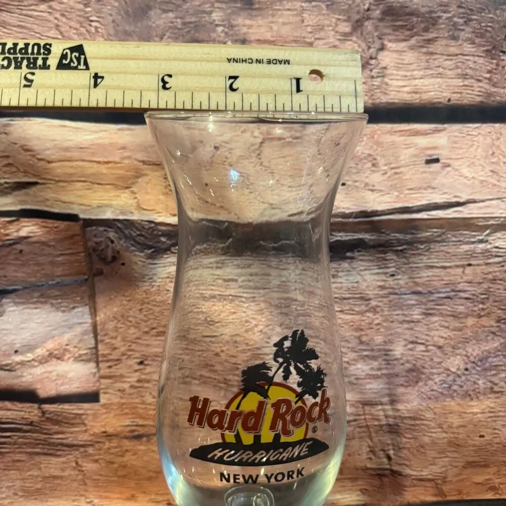 Hard Rock Hurricane Glass New York Tropical Clear Drinkware 9.75